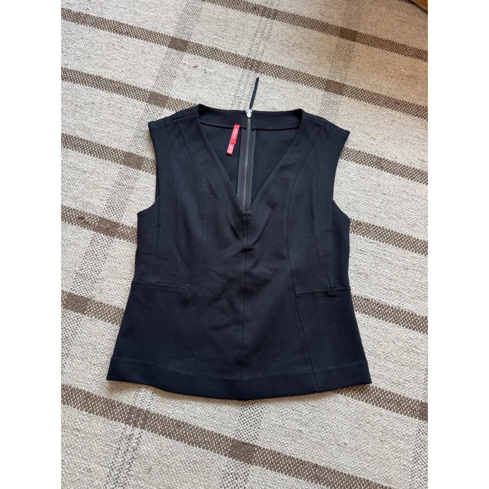 Spanx Black V Neck Tank Top Vest Women’s Small Zipper